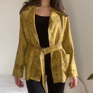 Yellow faux suede blazer